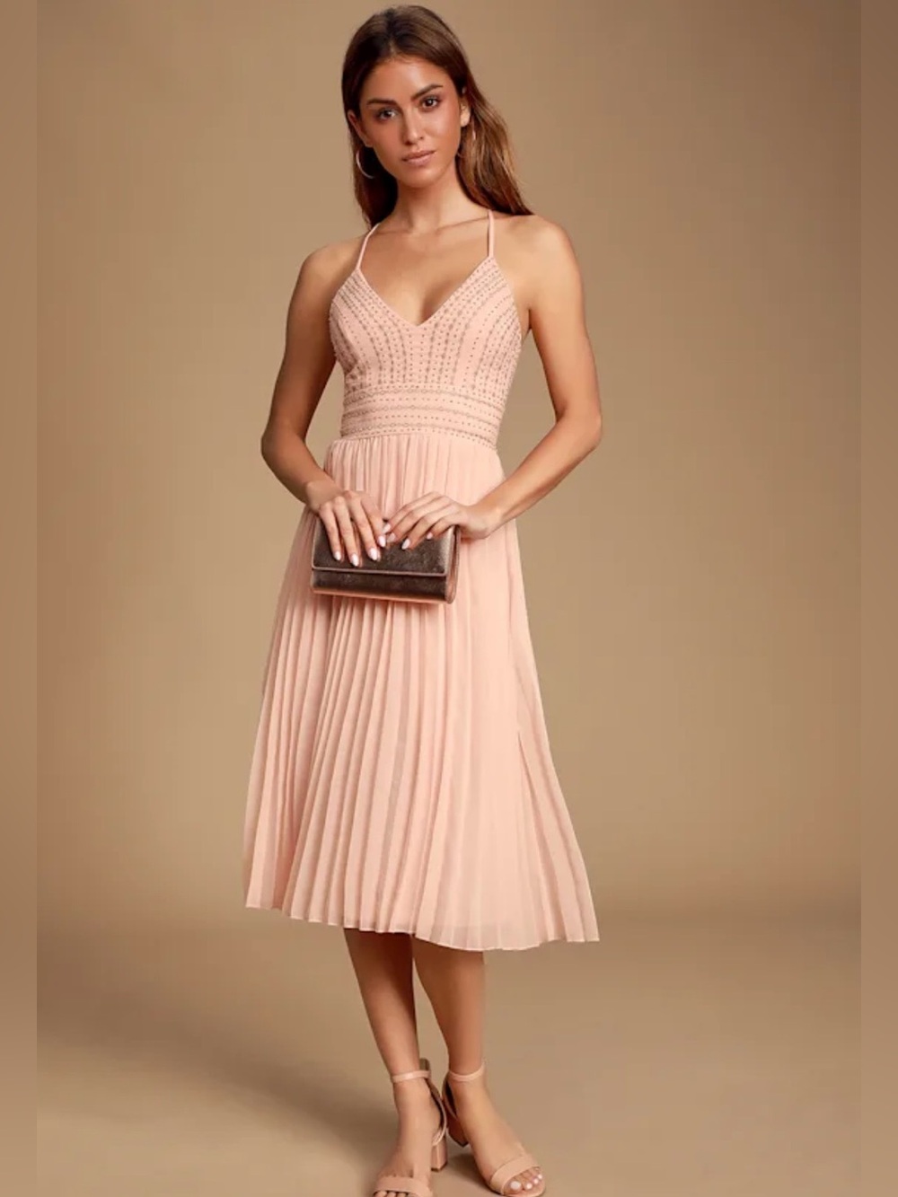 Lulu's Blush Pink Midi Dress